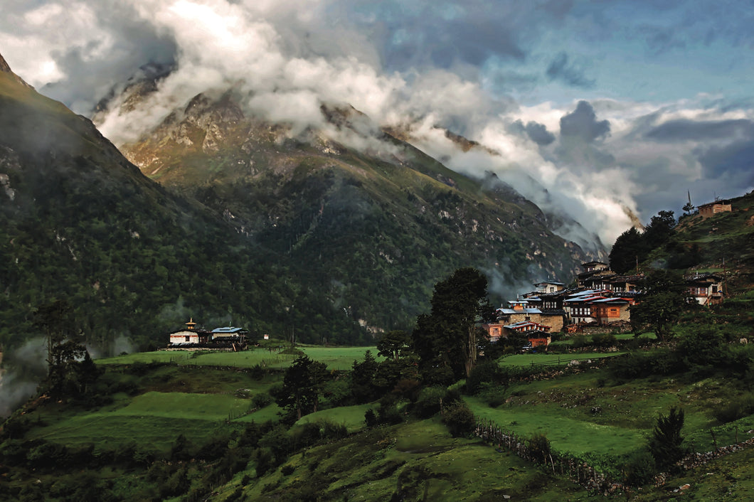 Laya Morning, Pazhi Temple and Village, Bhutan 2011