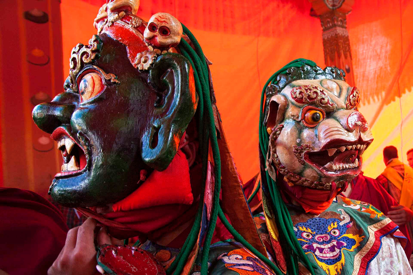 Green Mahakala and Lion Retainer