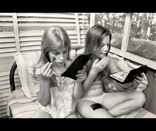 Alpin and Dana in the loft making up, 1977 - Framed Print