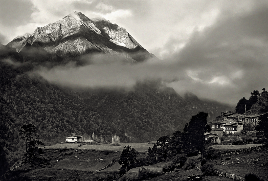 Clouds over Pazhi Lhakhang, Laya, 2001