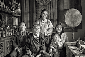 Granny Lhanzom, Grandmother Gaki Om, Grandmother Tshering Dolkar, Karma Wangmo with little Metho, Thimphu, 2005
