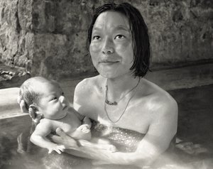 Karma Yuden and baby Tenzie, Gasa Hot Springs, 2004