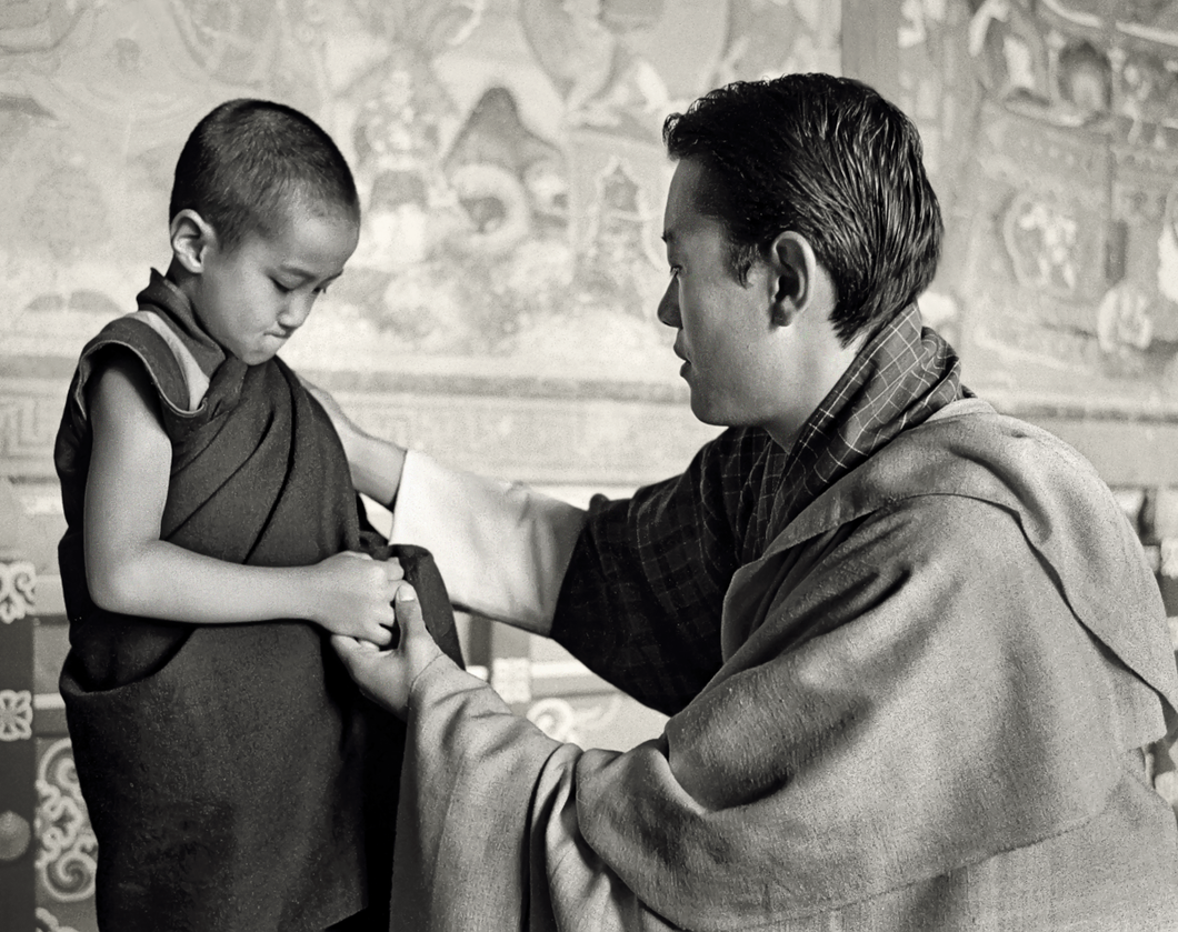 The little monk and the Crown Prince (now 5th King), Trongsa, 2004